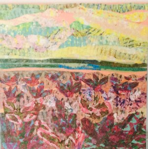 Champ fleuri Colllage-acrylique, 2014 10 x 10 po. Vendu