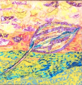 Feuille jaune-3 Collage-acrylique, 2015 10 x 10 po. 100 $