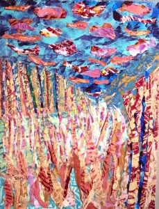 Rivière avant l'orage Collage-acrylique, 2015 12 x 16 po. 140 $