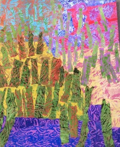 Sans titre 2015 Acrylique et collage 24 x 30 po.