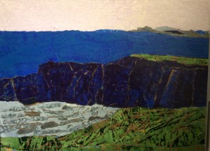 Forillon, 45 ans Acrylique et collage, 2015 16 x 12 po.