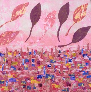 Décollage Acrylique et collage, 2015 18 x 18 po.